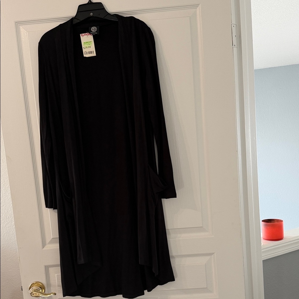 Bobeau Charcoal Open Front Cardigan/Duster with pockets